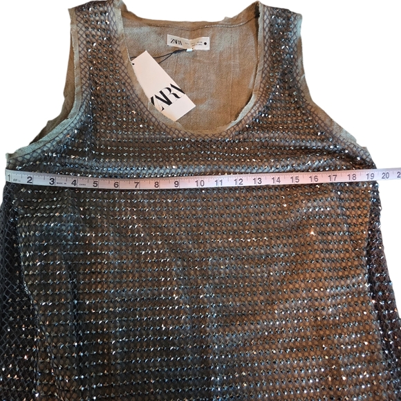 NWT & Rare Zara Linen Studded Mini Dress Large - Picture 9 of 10